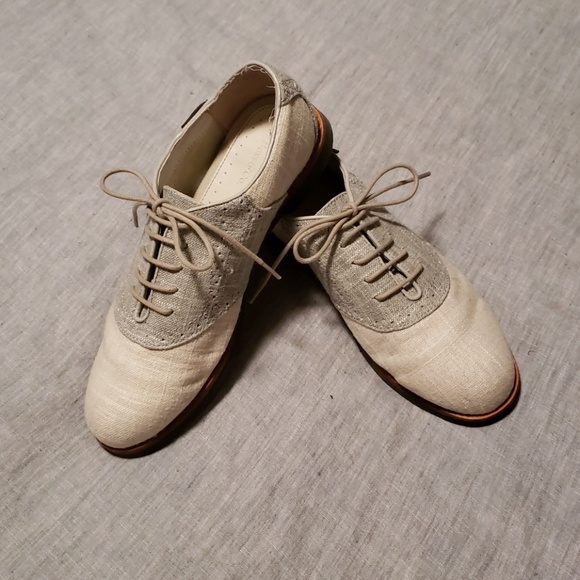 Bass Shoes - Bass Elizabeth Saddle canvas Oxford in Silver